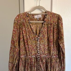 Spell Mustard Paisley Button-Front Dress